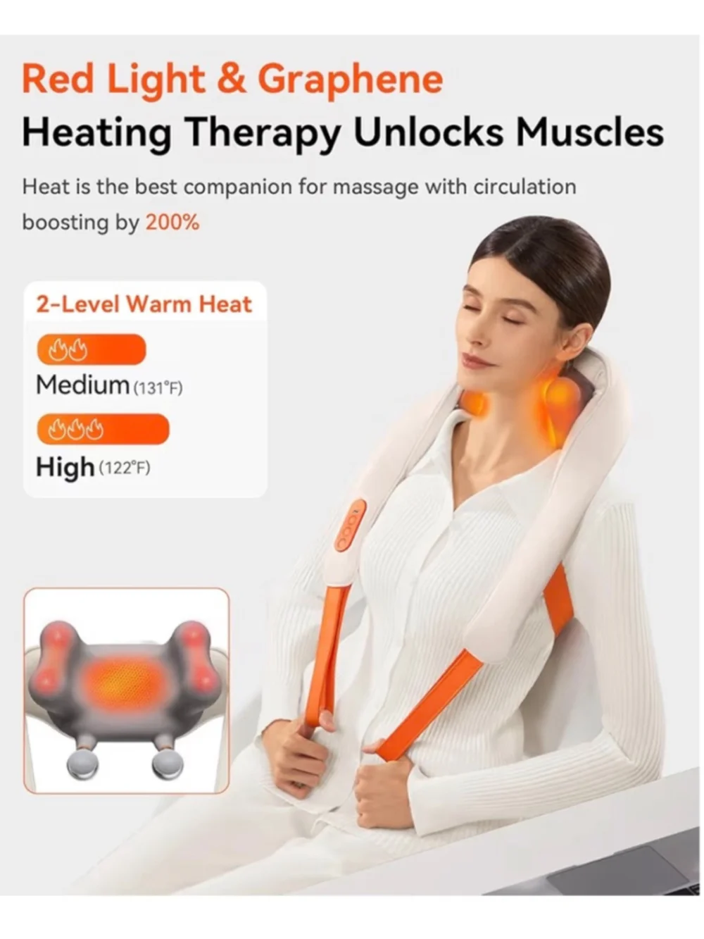 NEW Cordless Neck Massager Heat FSA Eligible HSA 6D Shiatsu Neck Shoulder Dual